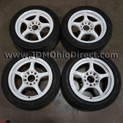 JDM A-Tech Monoblock White 15 Wheel and Tire Set 